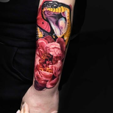 realistic color snake tattoo