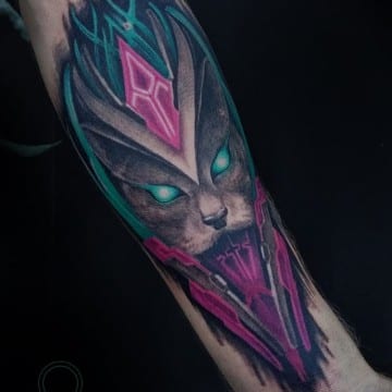 cyberpunk tattoo cat