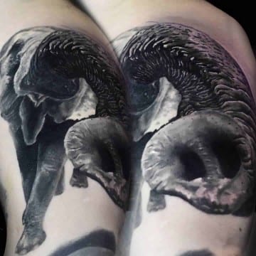 tatuaż czarnoszary słon