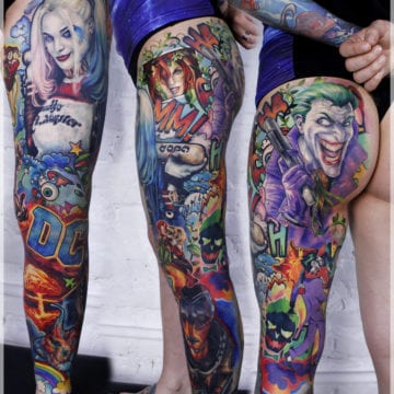 joker tatuaż noga