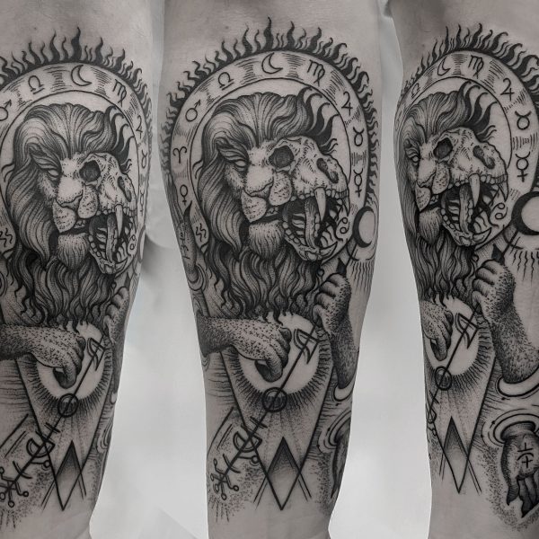 tatuaz lew graficzny